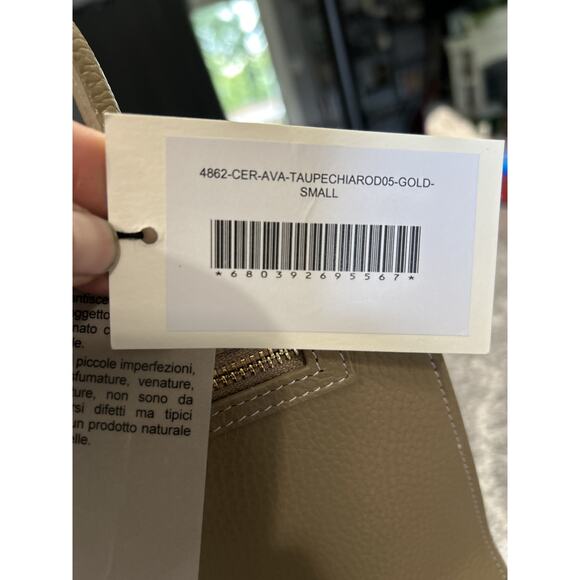 Teddy Blake Ava 11" Satchel – Taupe Chiarod Leather, Gold, Lock & Key- NWT - Picture 5 of 6